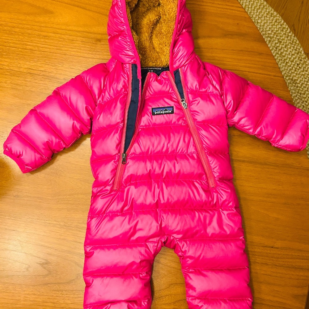 Patagonia High Loft Down Pink Bunting 0-3M Like New